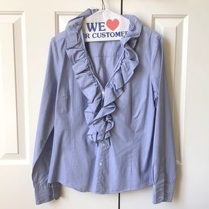 Zara button down ruffle front blouse